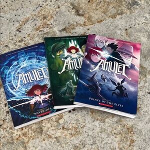 Scholastic Amulet Book Set - Blue, Green, Purple Covers 4,5,9